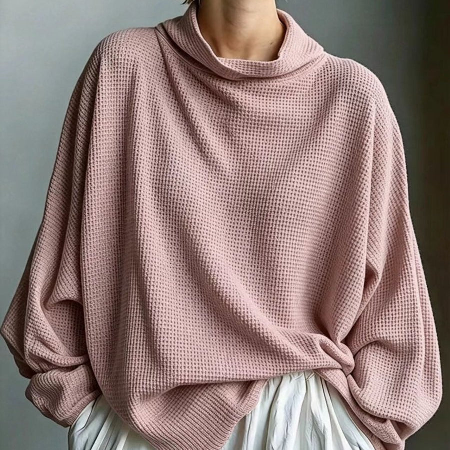 Top Oversized de Gola Alta em Malha Waffle - | Benedita Lisboa