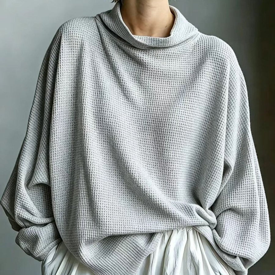 Top Oversized de Gola Alta em Malha Waffle - | Benedita Lisboa