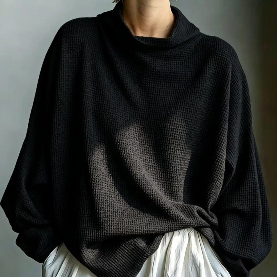 Top Oversized de Gola Alta em Malha Waffle - | Benedita Lisboa