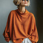 Top Oversized de Gola Alta em Malha Waffle - | Benedita Lisboa