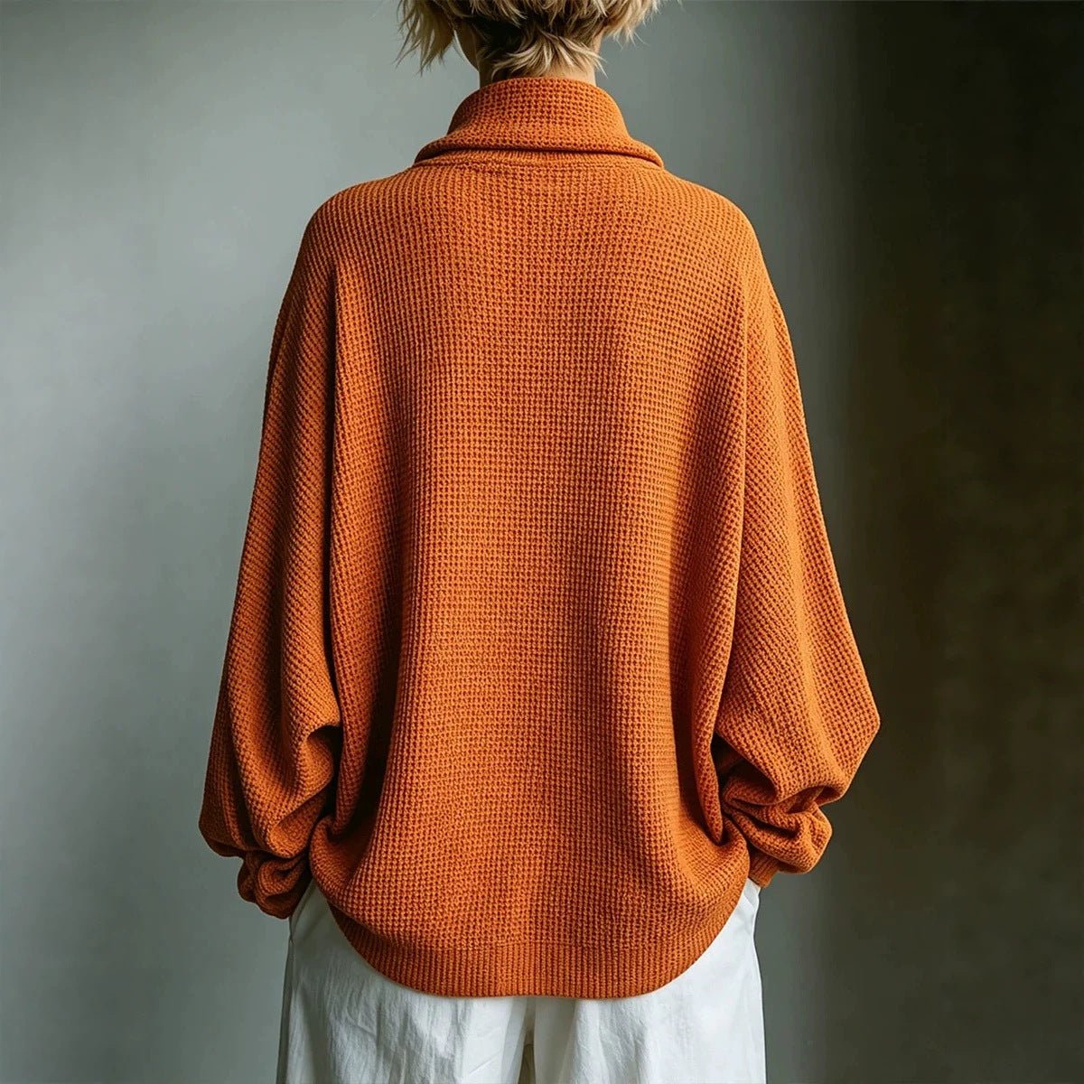 Top Oversized de Gola Alta em Malha Waffle - | Benedita Lisboa