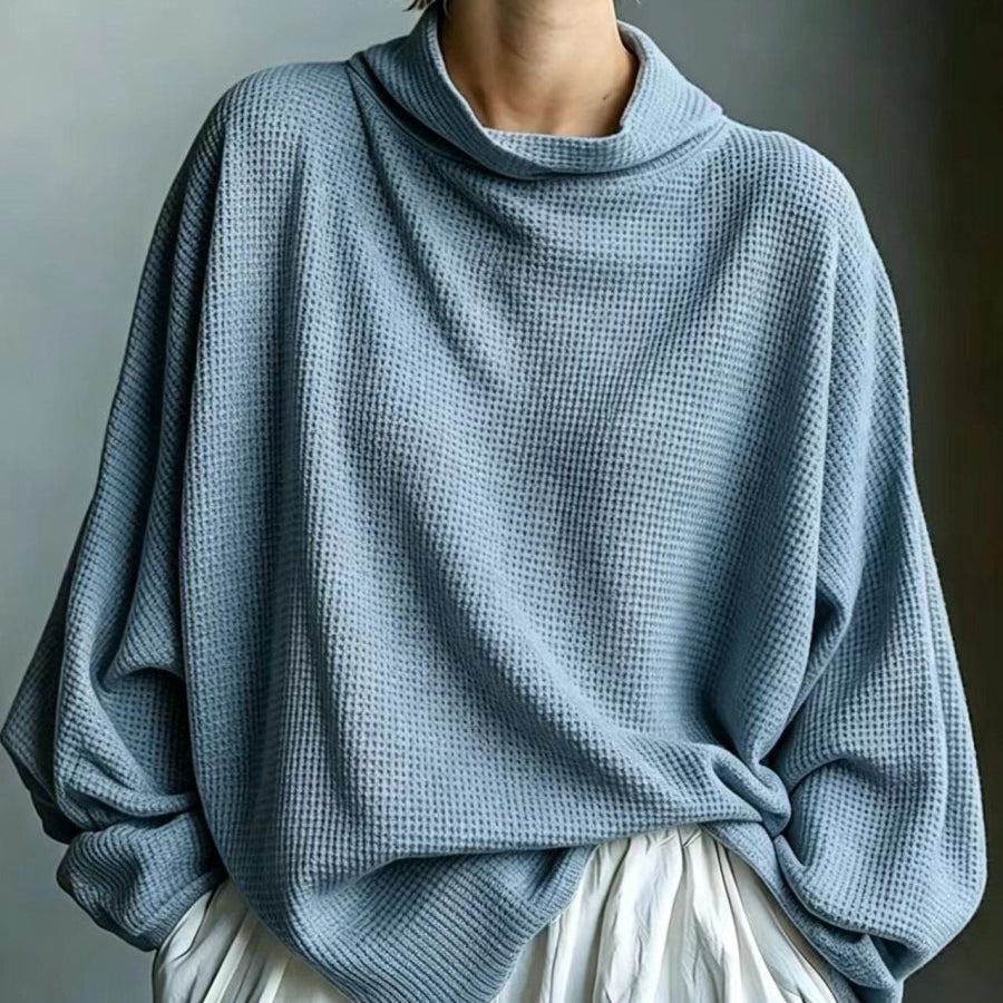 Top Oversized de Gola Alta em Malha Waffle - | Benedita Lisboa