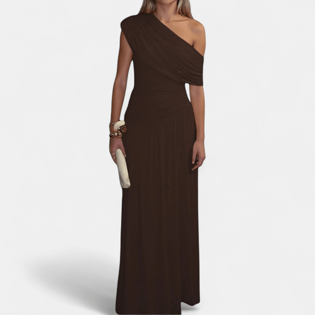 VALENTINA™ – Vestido Midi Plissado Assimétrico Sexy - | Benedita Lisboa