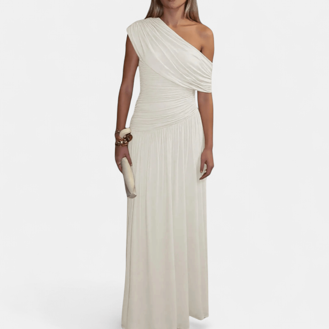 VALENTINA™ – Vestido Midi Plissado Assimétrico Sexy - | Benedita Lisboa