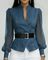 Vanessa™ | Top de Denim com Mangas de Chiffon - | Benedita Lisboa