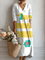Vera™ | Vestido Boho Longo Branco com Riscas e Pássaro - Vestido | Benedita Lisboa