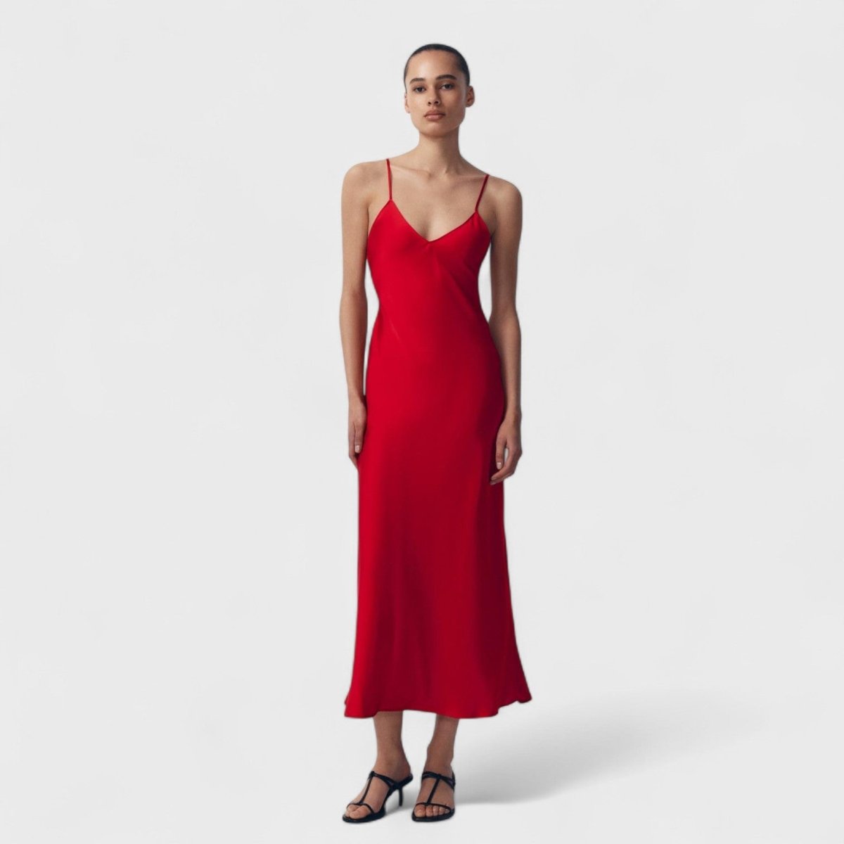 Vestido carmesim™ | Corte minimalista e elegante - | Benedita Lisboa