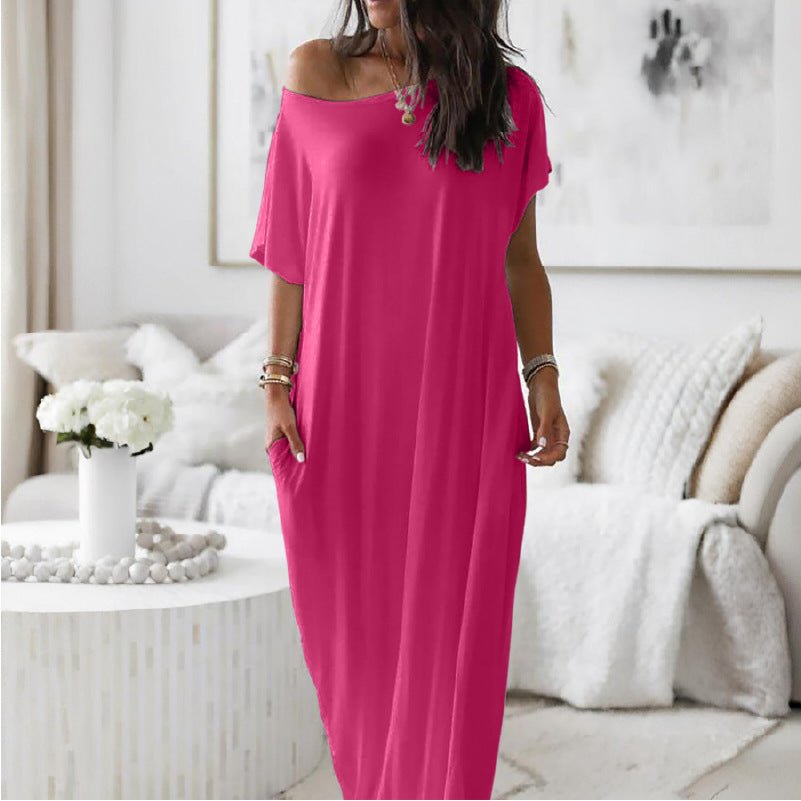 Vestido Casual Assimétrico Oversized de Ombro Descido - | Benedita Lisboa