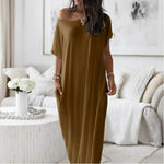 Vestido Casual Assimétrico Oversized de Ombro Descido - | Benedita Lisboa