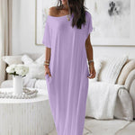 Vestido Casual Assimétrico Oversized de Ombro Descido - | Benedita Lisboa