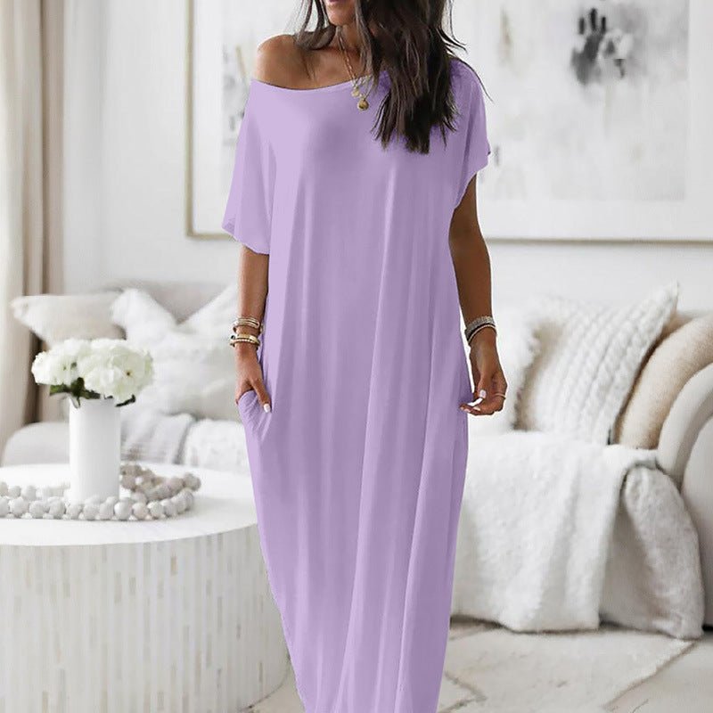 Vestido Casual Assimétrico Oversized de Ombro Descido - | Benedita Lisboa