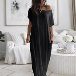 Vestido Casual Assimétrico Oversized de Ombro Descido - | Benedita Lisboa