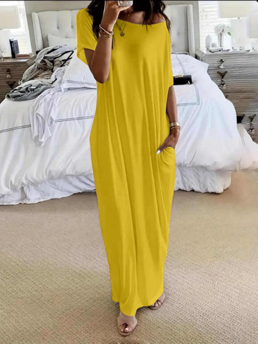 Vestido Casual Assimétrico Oversized de Ombro Descido - | Benedita Lisboa
