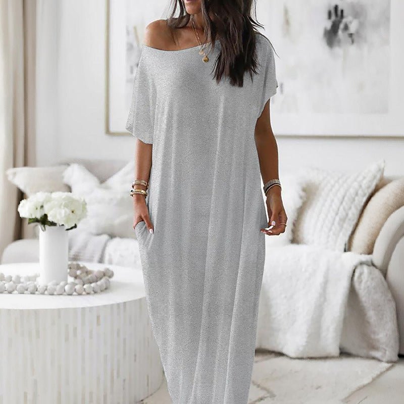 Vestido Casual Assimétrico Oversized de Ombro Descido - | Benedita Lisboa