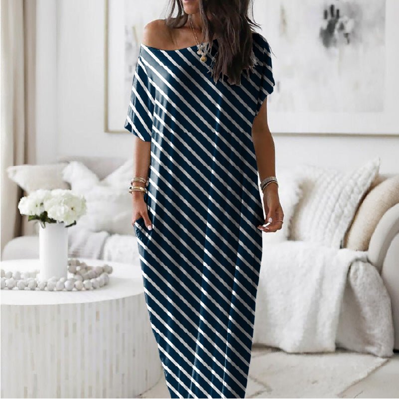 Vestido Casual Assimétrico Oversized de Ombro Descido - | Benedita Lisboa