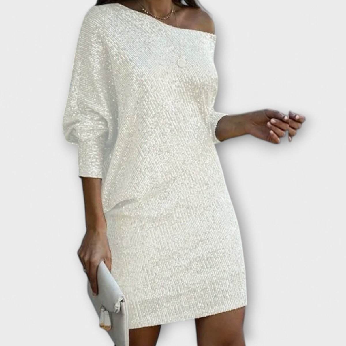 Vestido de festa com lantejoulas e contraste - | Benedita Lisboa