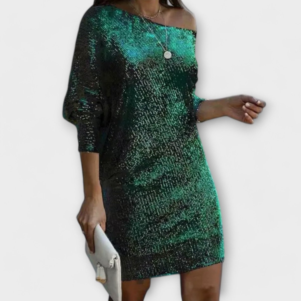 Vestido de festa com lantejoulas e contraste - | Benedita Lisboa