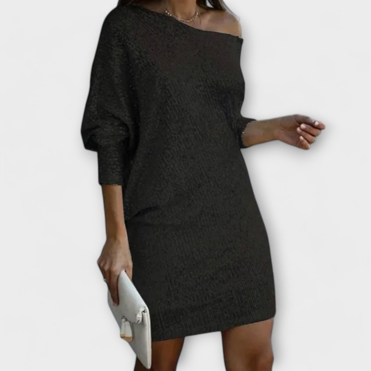 Vestido de festa com lantejoulas e contraste - | Benedita Lisboa