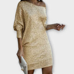 Vestido de festa com lantejoulas e contraste - | Benedita Lisboa