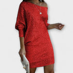 Vestido de festa com lantejoulas e contraste - | Benedita Lisboa