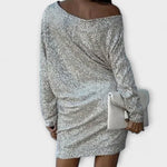 Vestido de festa com lantejoulas e contraste - | Benedita Lisboa
