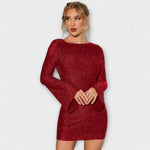 Vestido de lantejoulas com costas abertas e mangas compridas - | Benedita Lisboa