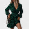 Vestido de leopardo elegante com decote em V e cinto ajustável - | Benedita Lisboa