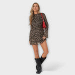 Vestido de malha com estampado de leopardo e mangas largas - | Benedita Lisboa