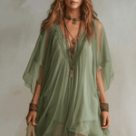 Vestido de praia em chiffon com decote em V - | Benedita Lisboa