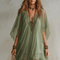 Vestido de praia em chiffon com decote em V - | Benedita Lisboa