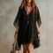 Vestido de praia em chiffon com decote em V - | Benedita Lisboa
