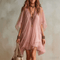 Vestido de praia em chiffon com decote em V - | Benedita Lisboa