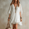 Vestido de praia em chiffon com decote em V - | Benedita Lisboa