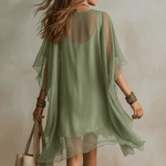 Vestido de praia em chiffon com decote em V - | Benedita Lisboa
