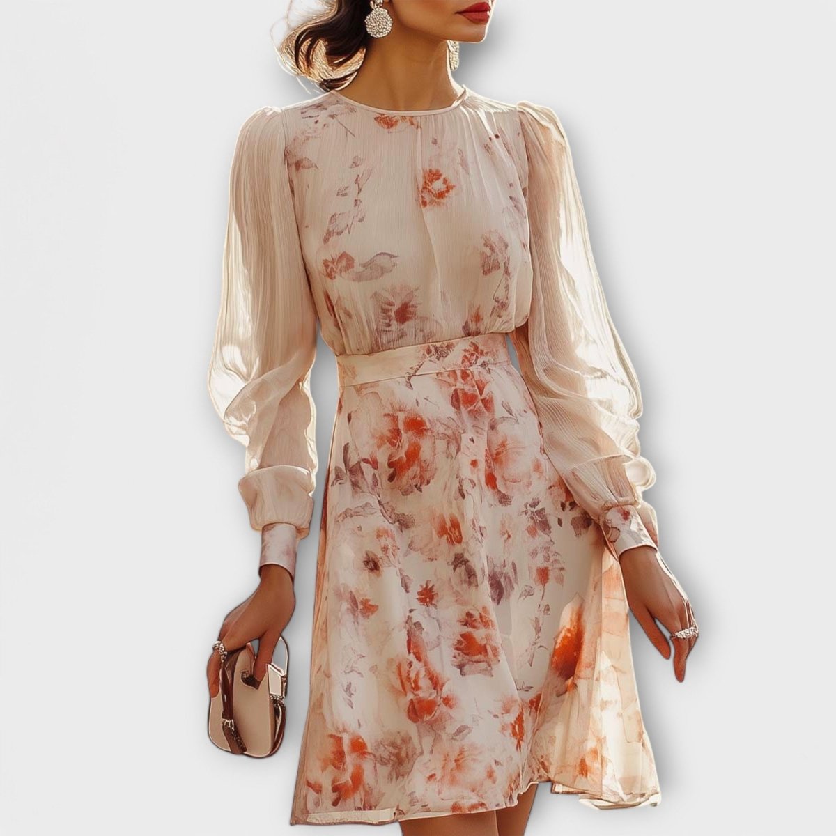 Vestido Floral™ com estampado floral e mangas curtas - | Benedita Lisboa