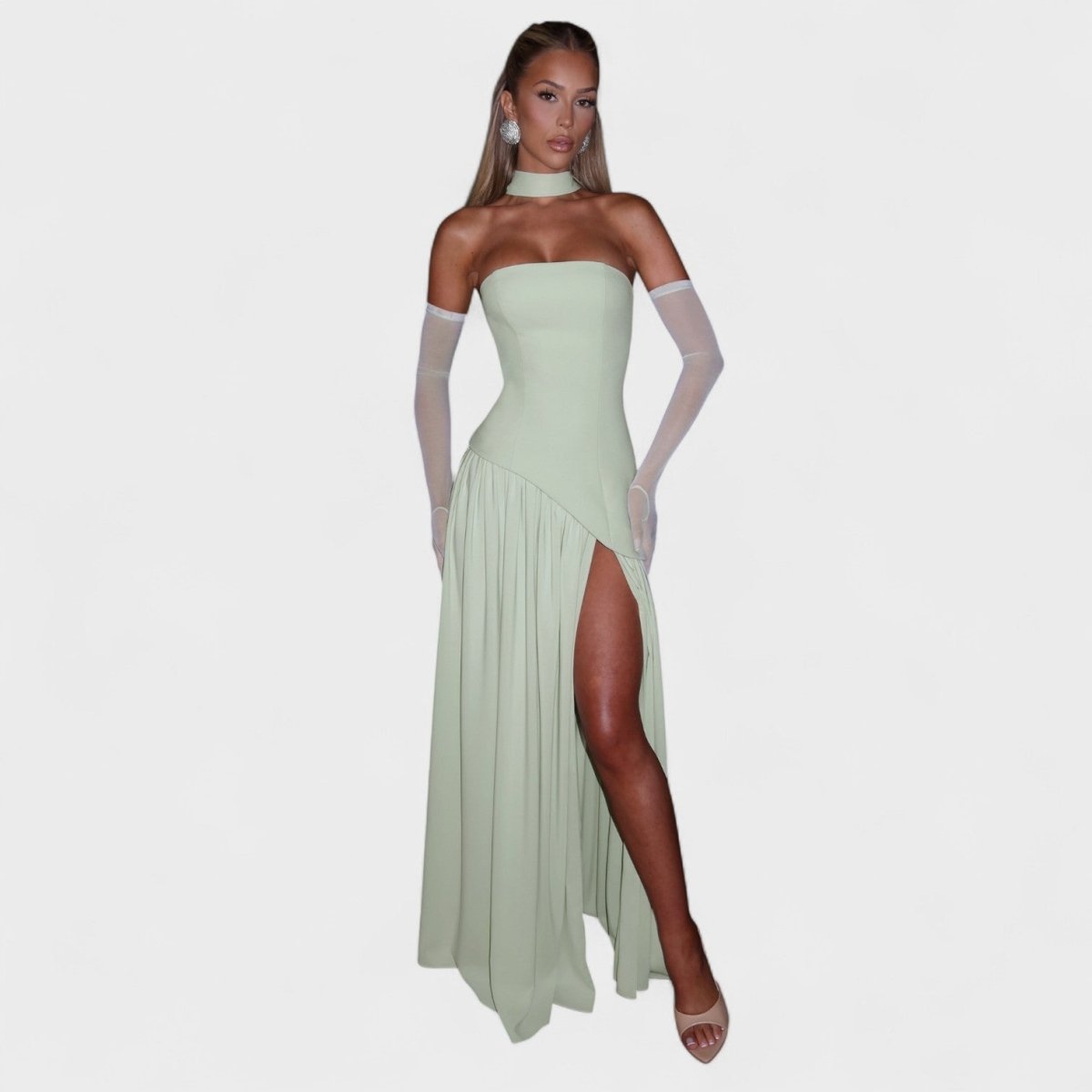 Vestido Maliyah™ | Corte assimétrico Hortelã - | Benedita Lisboa
