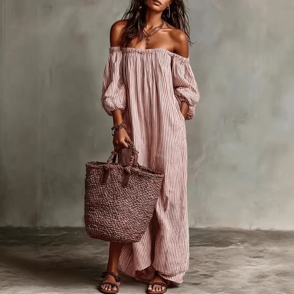 Vestido Maxi Boho Sem Alças Sem Esforço - | Benedita Lisboa