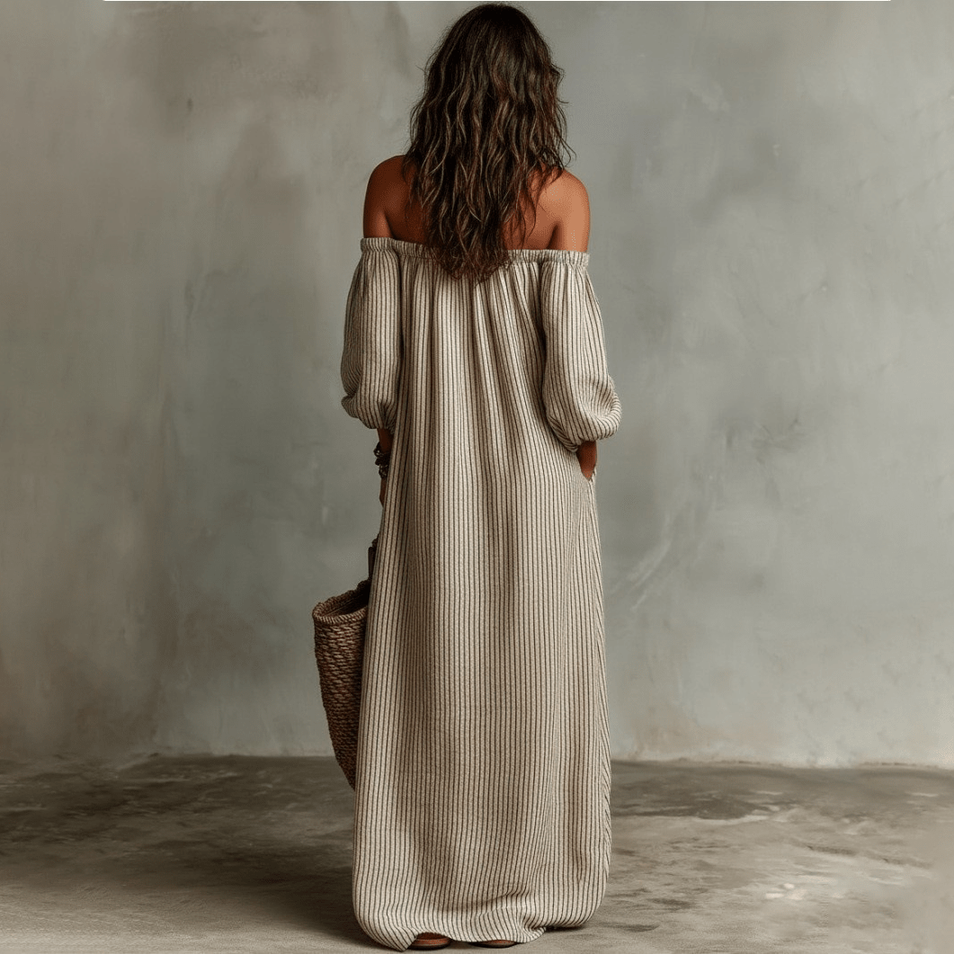 Vestido Maxi Boho Sem Alças Sem Esforço - | Benedita Lisboa