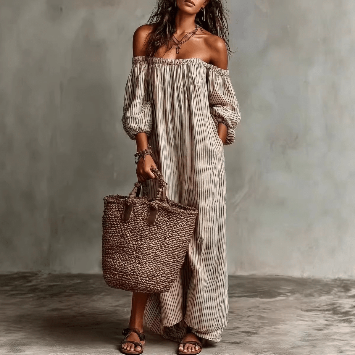 Vestido Maxi Boho Sem Alças Sem Esforço - | Benedita Lisboa