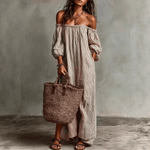 Vestido Maxi Boho Sem Alças Sem Esforço - | Benedita Lisboa