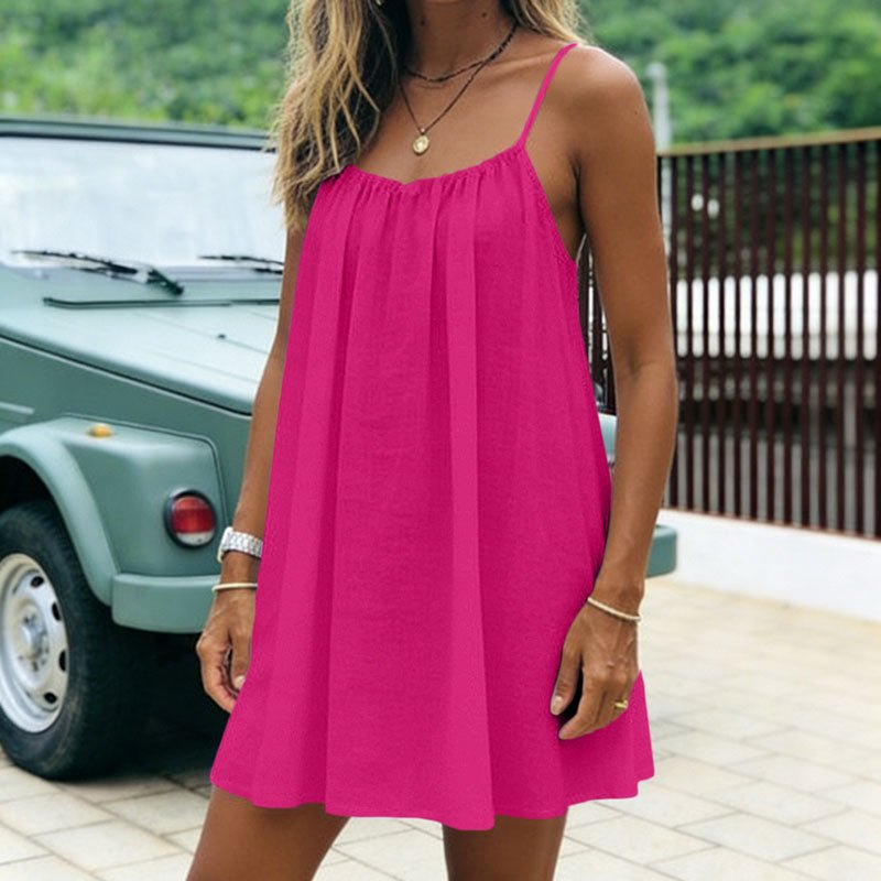 Vestido Mini Cami Sem Costas com Pregas - | Benedita Lisboa