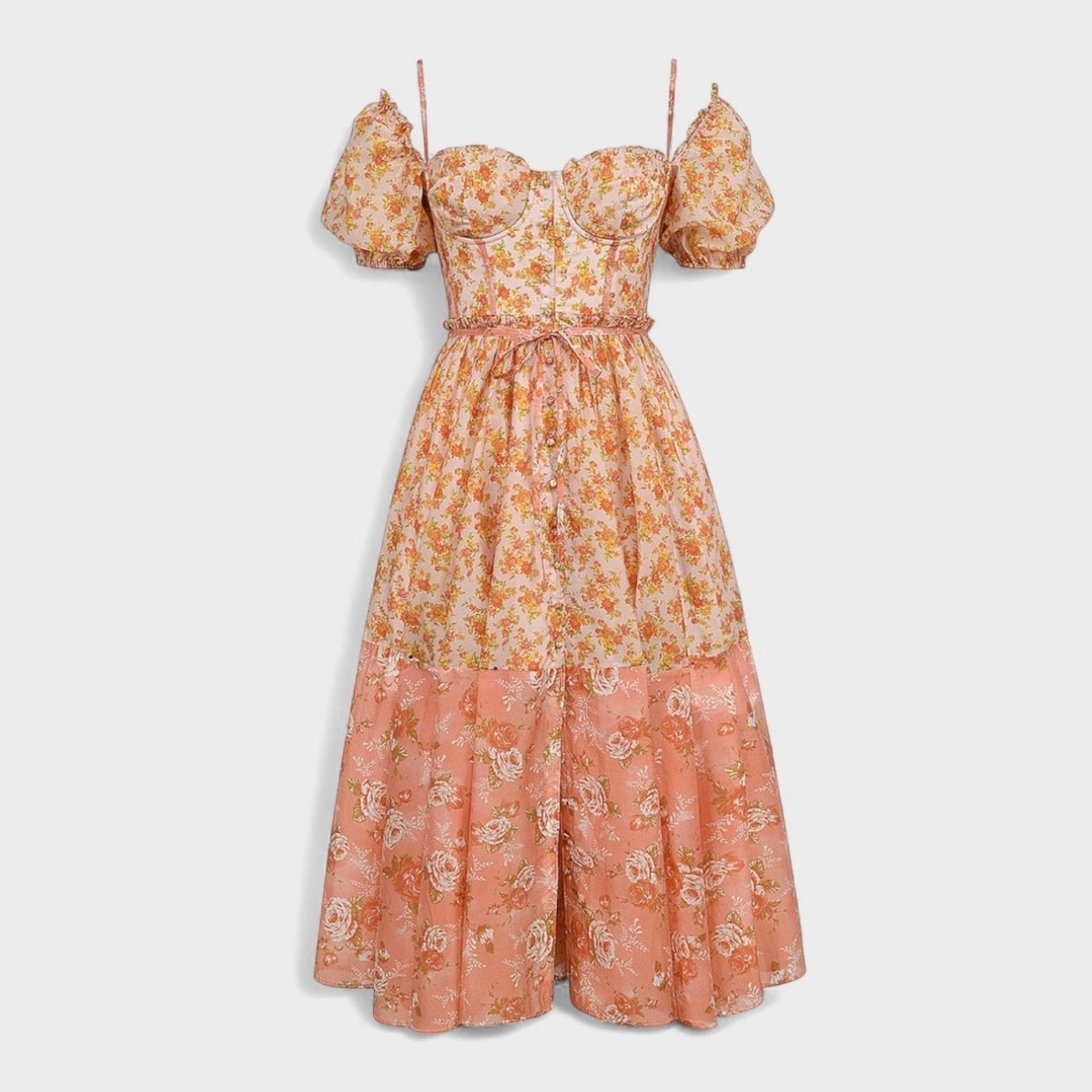 Vestido Valentina Floral Coral - | Benedita Lisboa