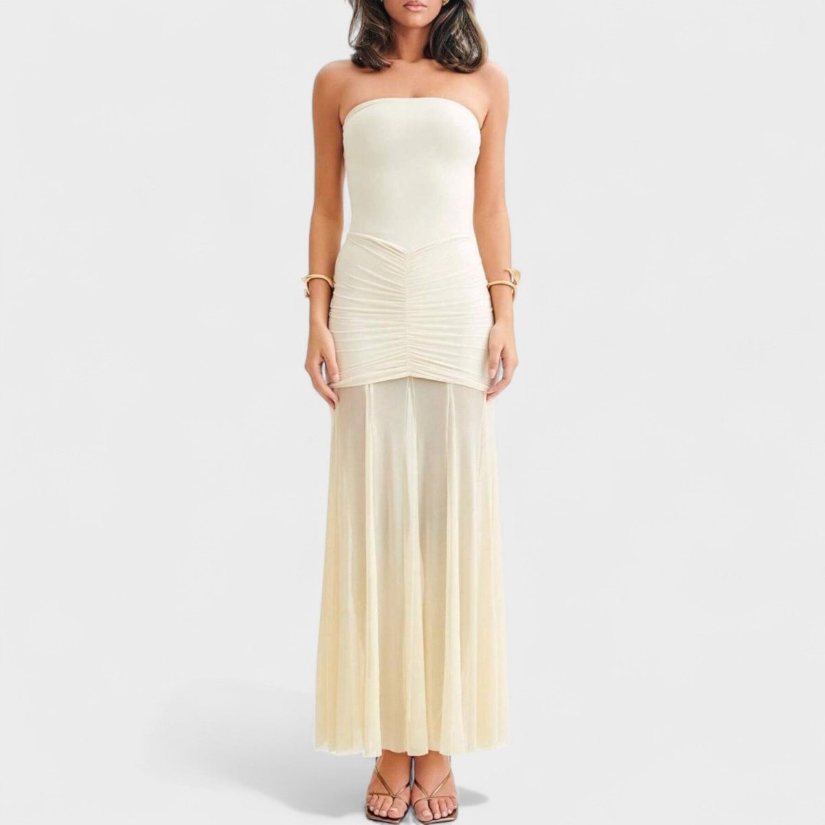 Vitoria™ | Vestido comprido de malha com ombros descobertos - | Benedita Lisboa