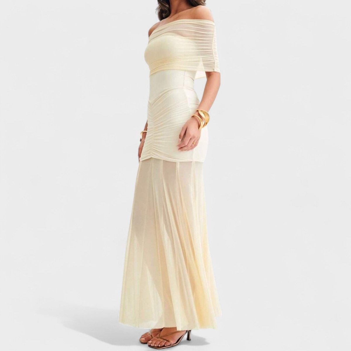 Vitoria™ | Vestido comprido de malha com ombros descobertos - | Benedita Lisboa