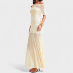 Vitoria™ | Vestido comprido de malha com ombros descobertos - | Benedita Lisboa