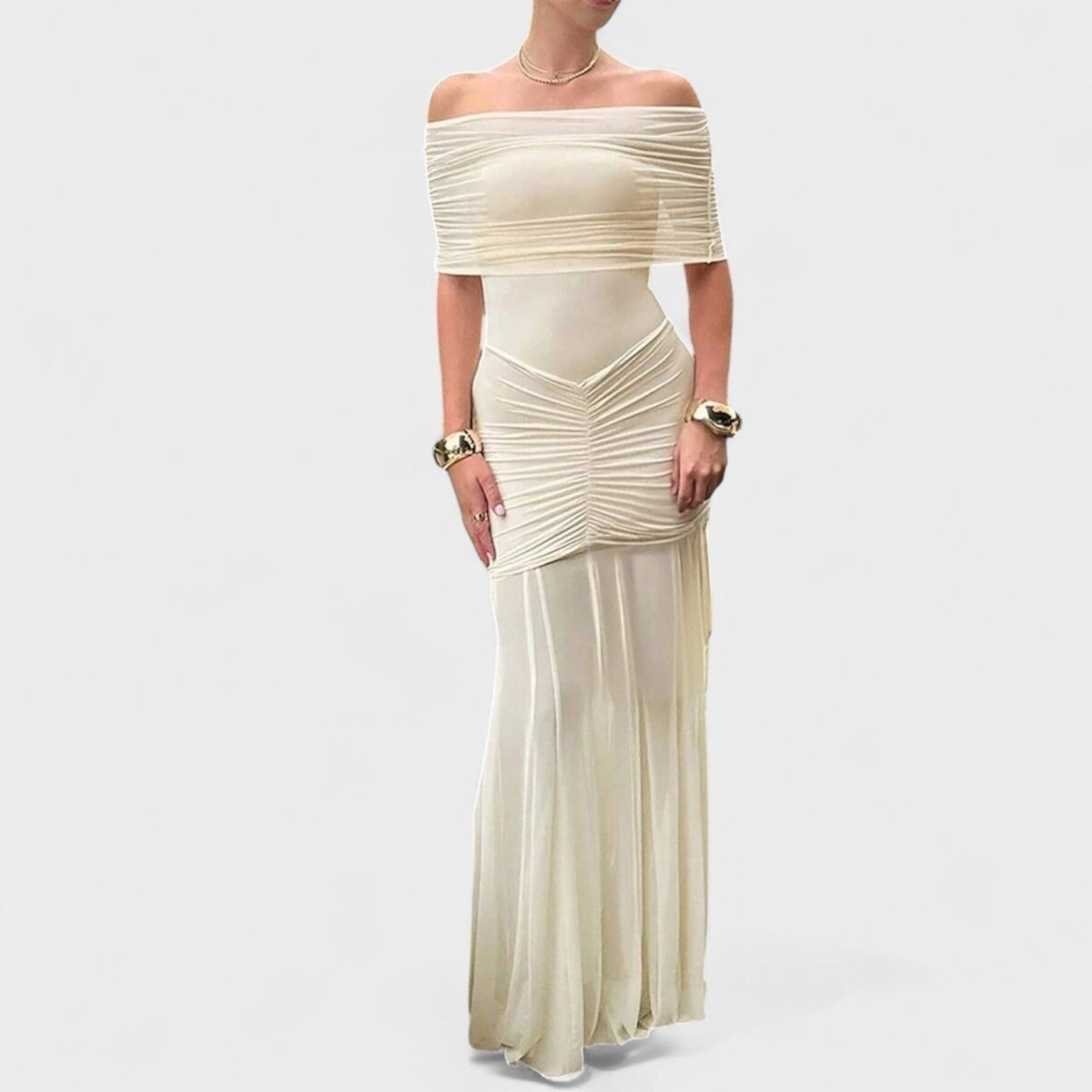 Vitoria™ | Vestido comprido de malha com ombros descobertos - | Benedita Lisboa