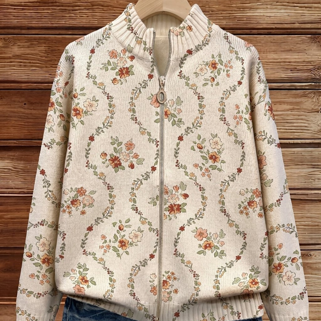 Vivienne™ | Estampado Delicado de Flores Trepadeiras em Creme - | Benedita Lisboa
