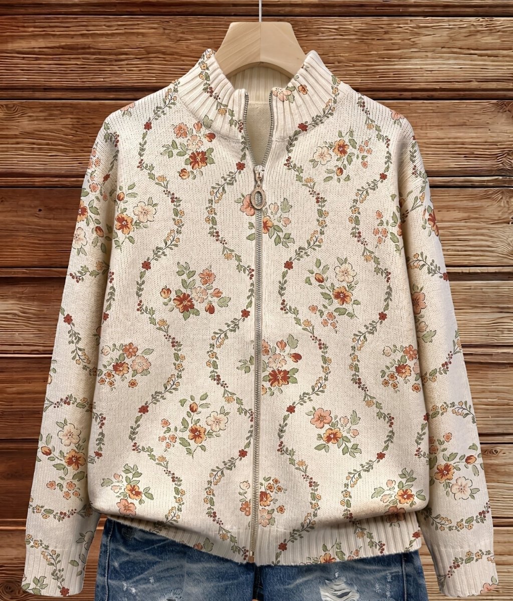Vivienne™ | Estampado Delicado de Flores Trepadeiras em Creme - | Benedita Lisboa