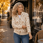 Vivienne™ | Estampado Delicado de Flores Trepadeiras em Creme - | Benedita Lisboa