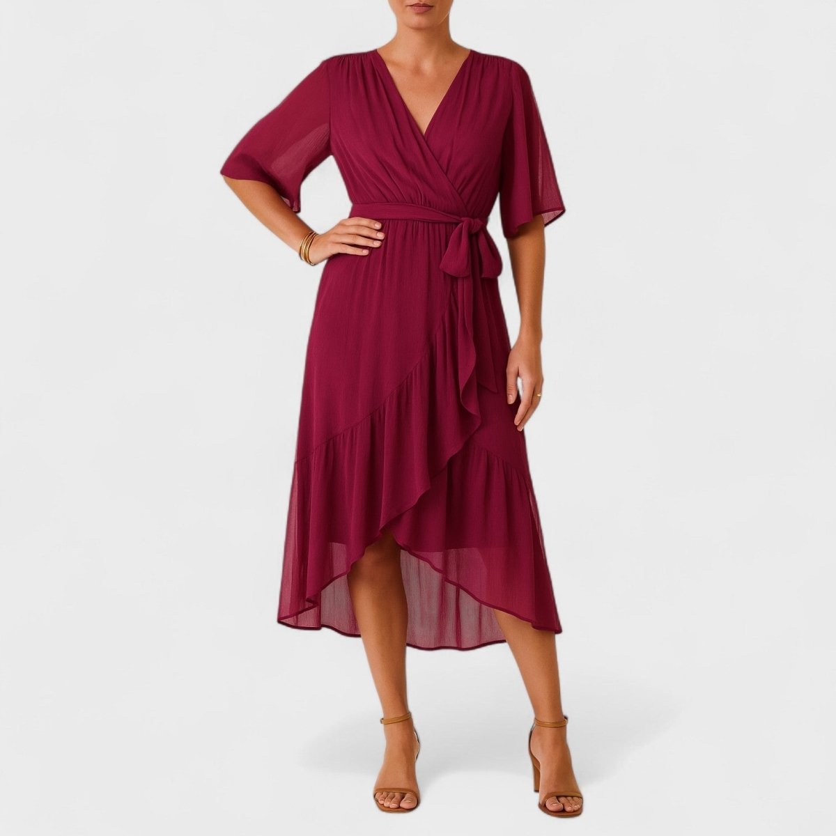 Yalina™ | Vestido elegante à volta da cintura com cintura ajustável - | Benedita Lisboa